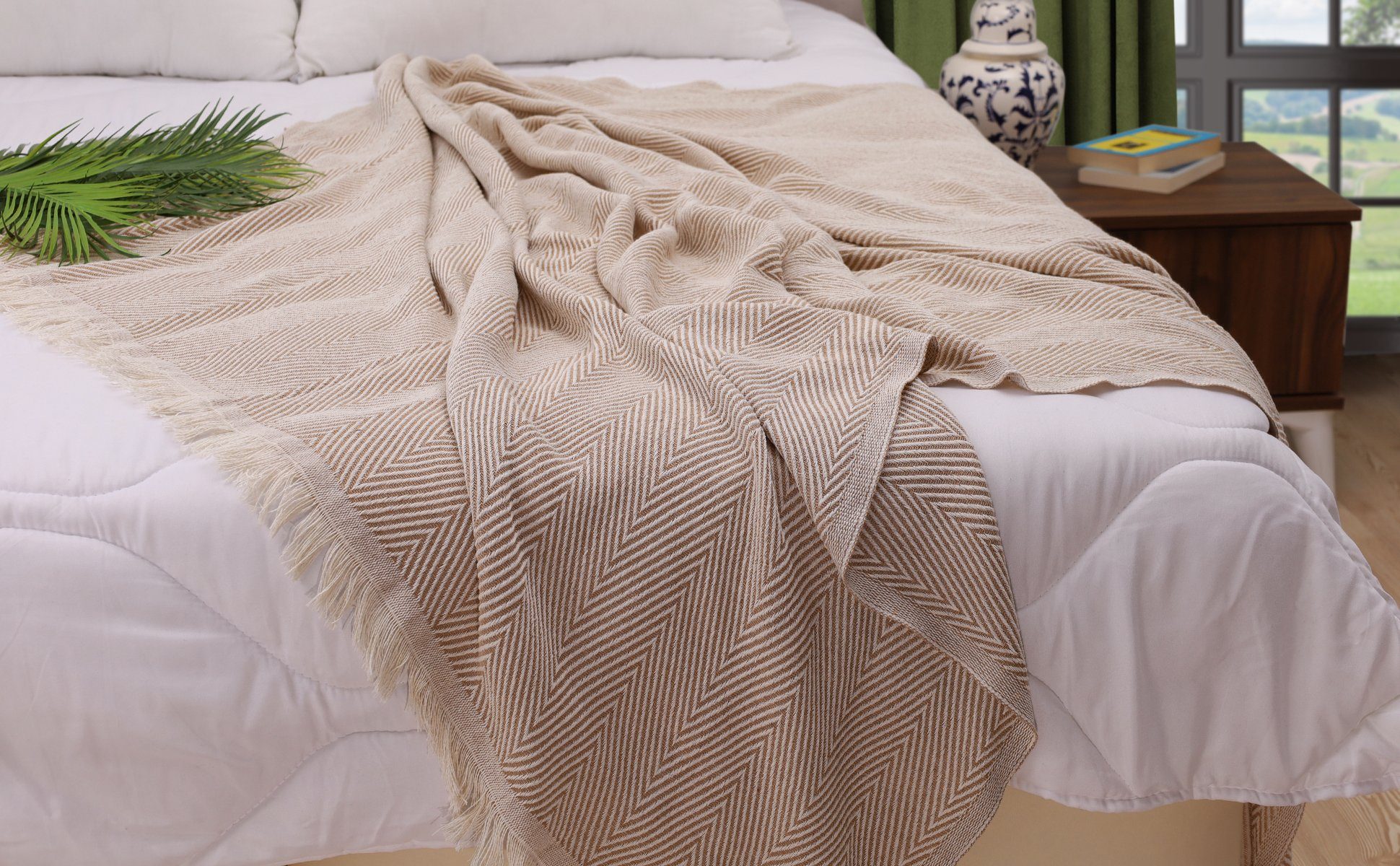 Meri-Home Bettüberwurf Bettüberwurf Bettdecke,Fischgrät Baumwolle,Sofa,Couc günstig online kaufen