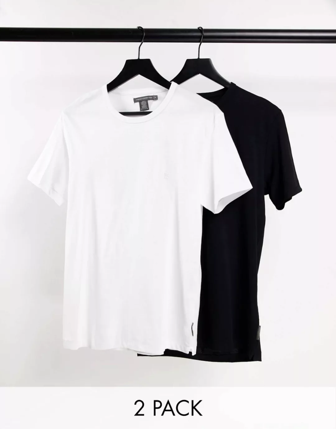 French Connection – 2er-Pack T-Shirts mit Rundhalsausschnitt in Schwarz und günstig online kaufen