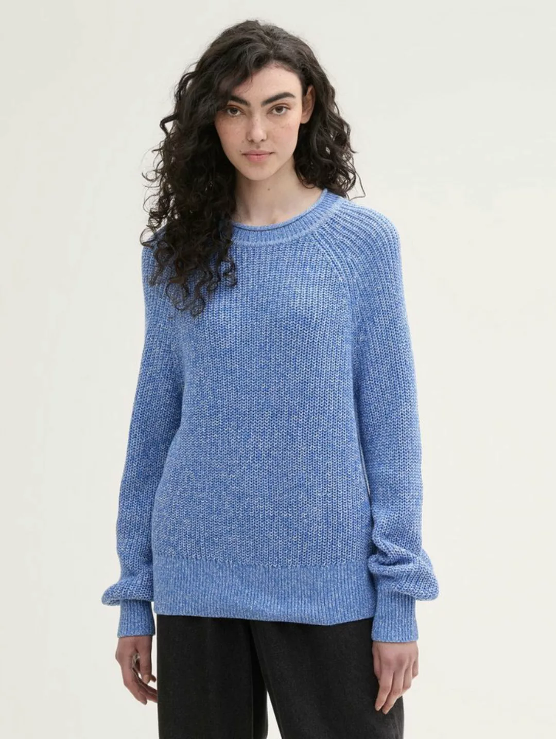 TOM TAILOR Denim Sweatshirt crew neck pullover, sicilian blue melange günstig online kaufen