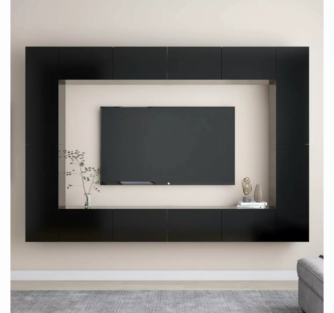 furnicato TV-Schrank 8-tlg. TV-Schrank-Set Schwarz Holzwerkstoff günstig online kaufen