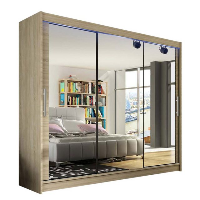 MIRJAN24 Kleiderschrank Aston III (mit Schiebetüren und Spiegel) 250x215x58 günstig online kaufen