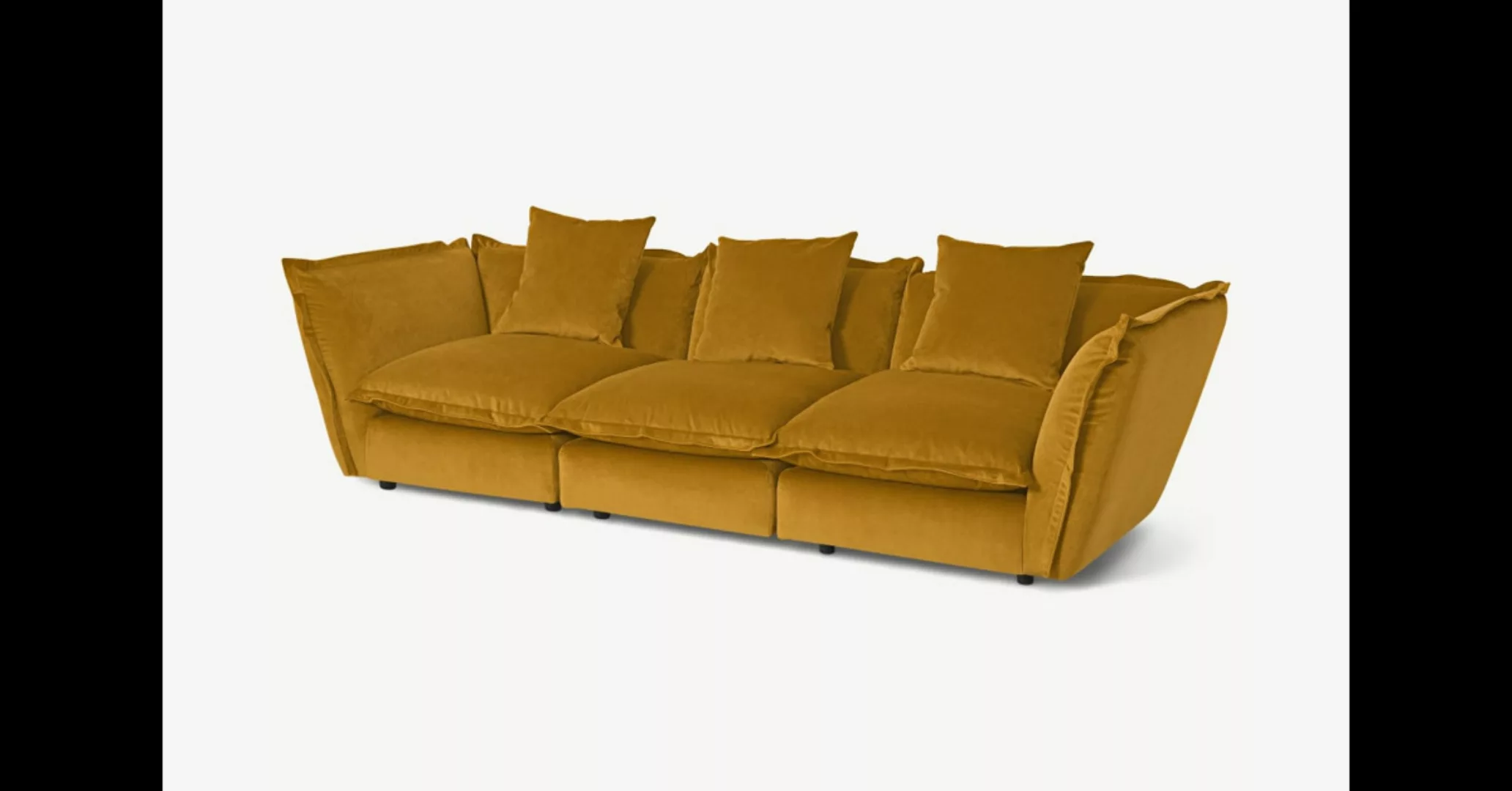Fernsby 3-Sitzer Sofa, recycelter Samt in Senfgelb - MADE.com günstig online kaufen