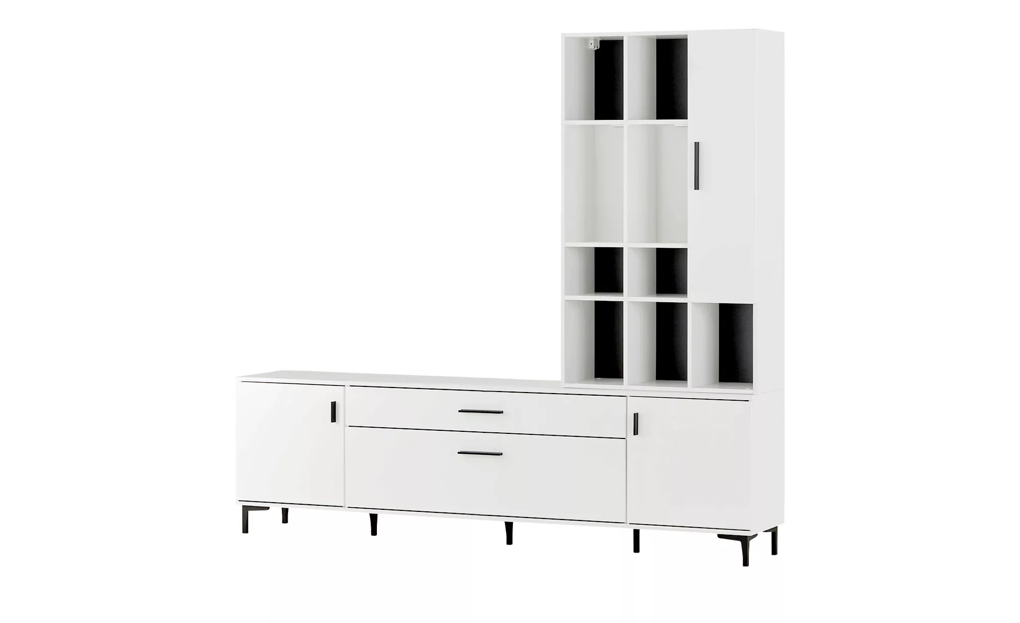 Wohnwand - weiß - 220 cm - 200 cm - 38 cm - Wohnwände > Anbauwände - Möbel günstig online kaufen