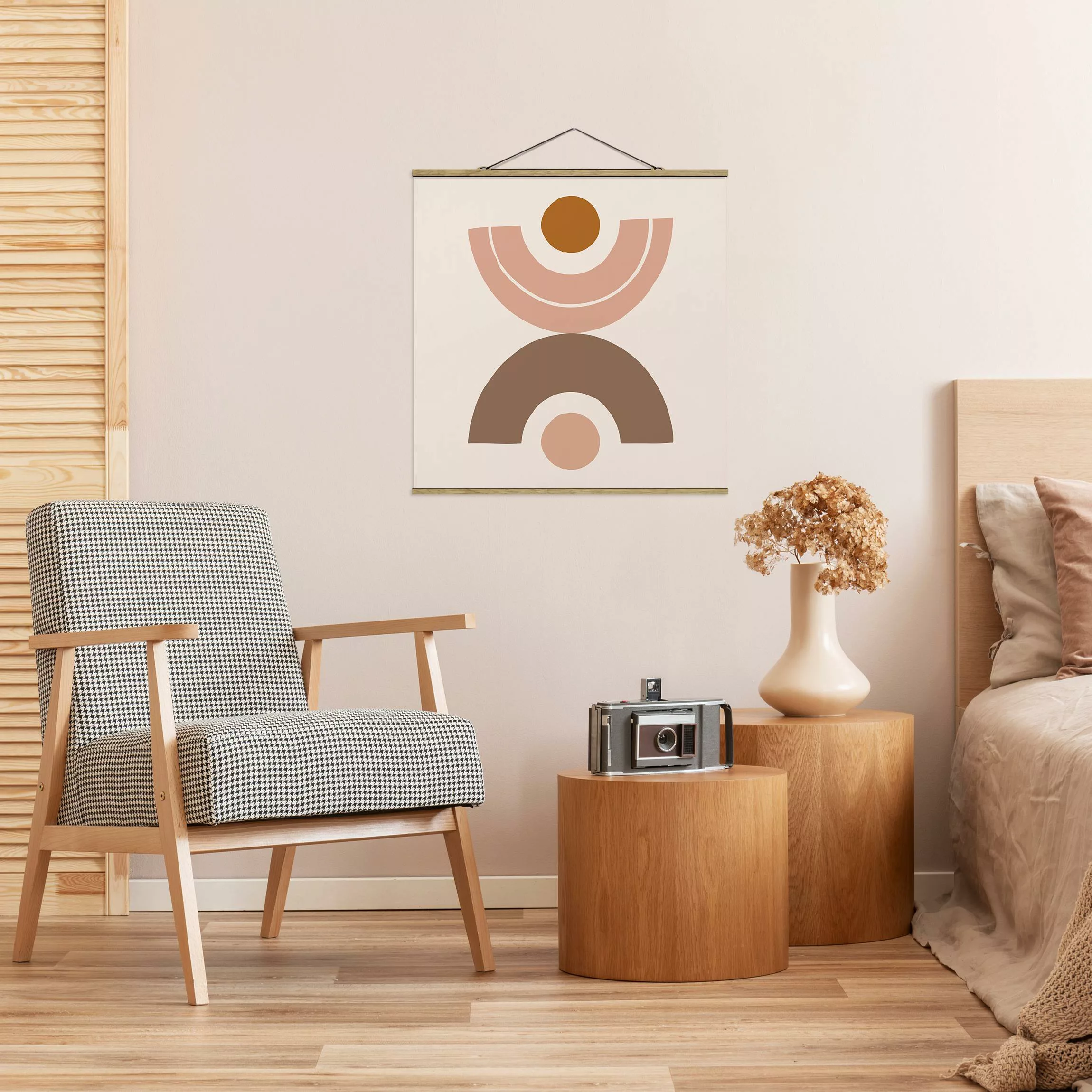 Stoffbild Abstrakt mit Posterleisten - Quadrat Line Art Abstrakte Formen Pa günstig online kaufen