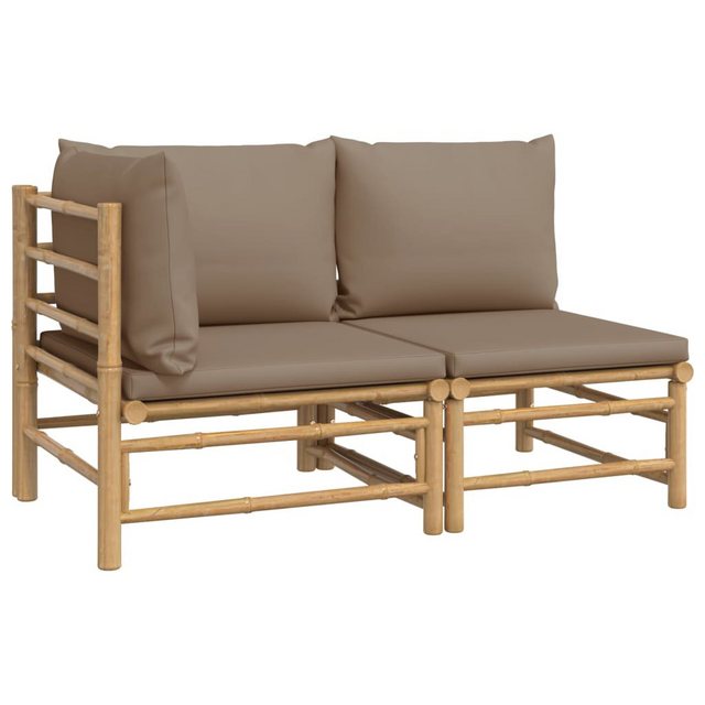 Vidaxl 2-tlg. Garten-lounge-set Mit Taupe Kissen Bambus günstig online kaufen