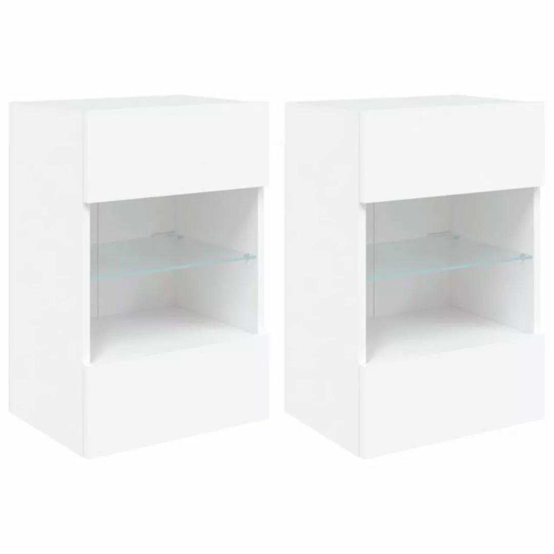 vidaXL TV-Schrank TV-Wandschränke mit LED-Leuchten 2 Stk. Weiß 40x30x60,5 c günstig online kaufen