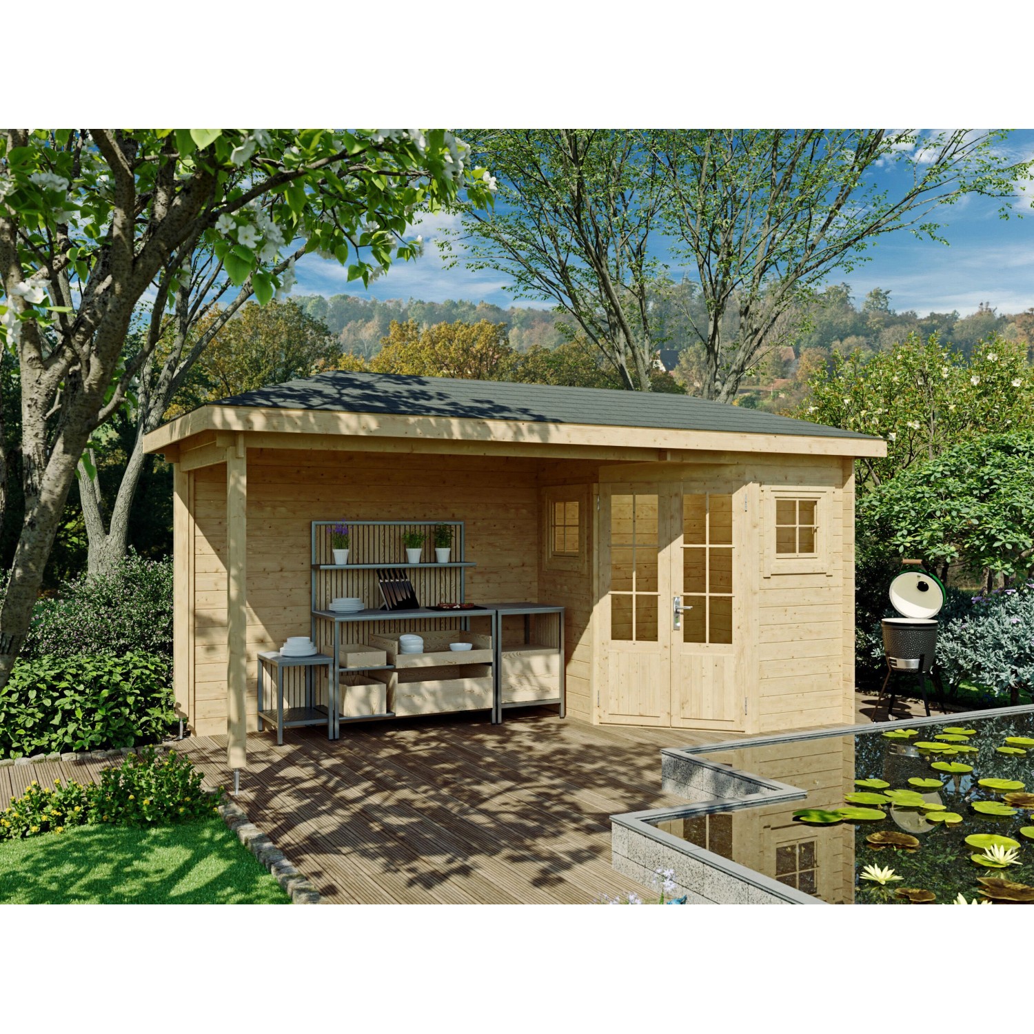 Fjordholz 5-Eck Gartenhaus Modell Evelyn 1C Farblos Imprägniert günstig online kaufen