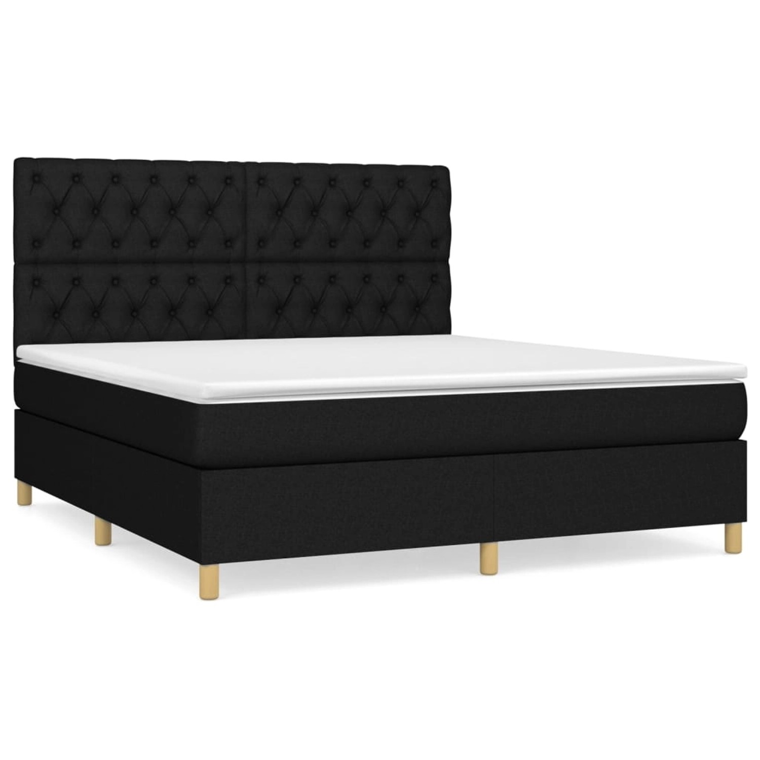 vidaXL Boxspringbett Boxspringbett mit Matratze Schwarz 160x200 cm Stoff Be günstig online kaufen