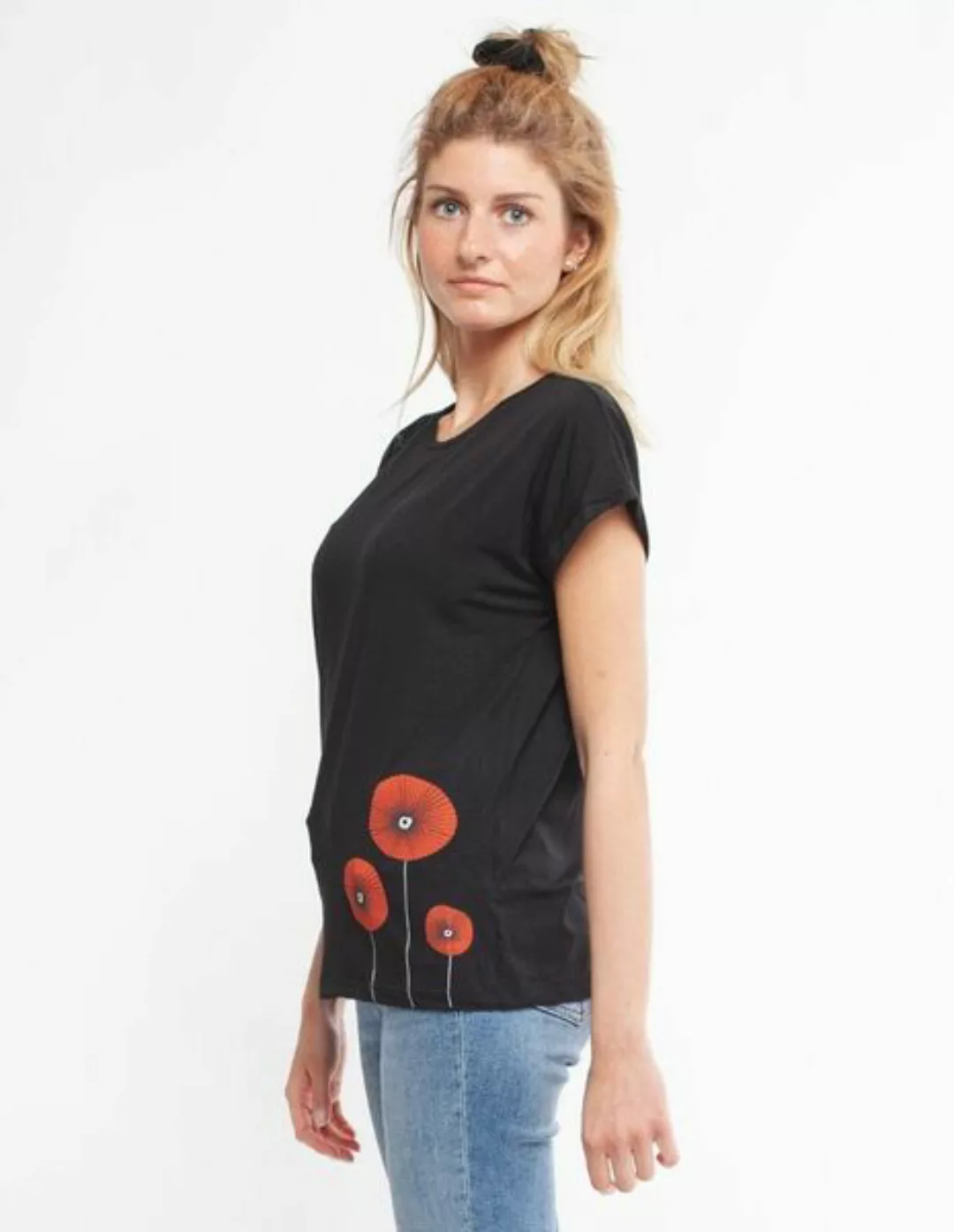 Damen T-shirt Aus Eukalyptus "Laura" | Mohnblumen günstig online kaufen