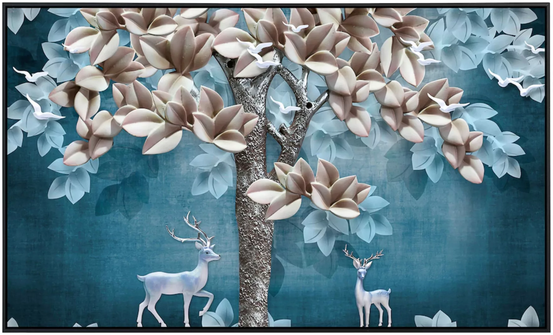 Papermoon Infrarotheizung »Muster mit Blumen und Hirschen«, sehr angenehme günstig online kaufen