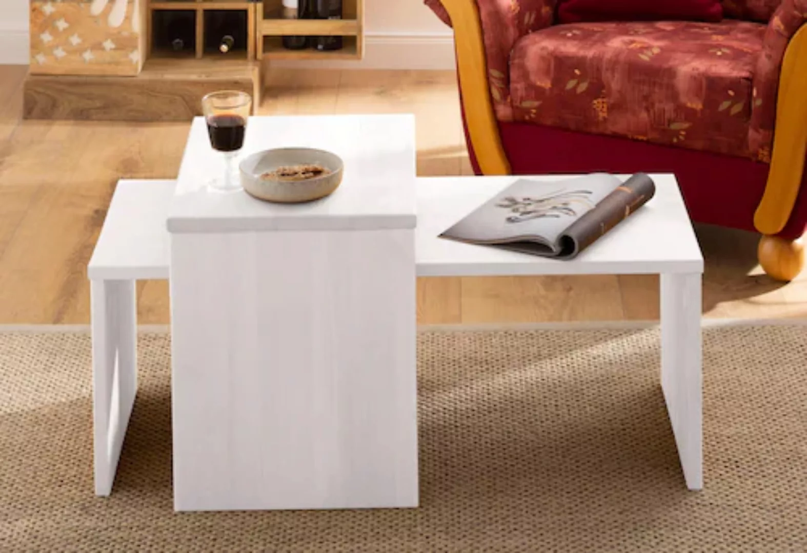 Home affaire Couchtisch "Leinz", (Set, 2 St.), aus Kiefer, Tischplatten in günstig online kaufen