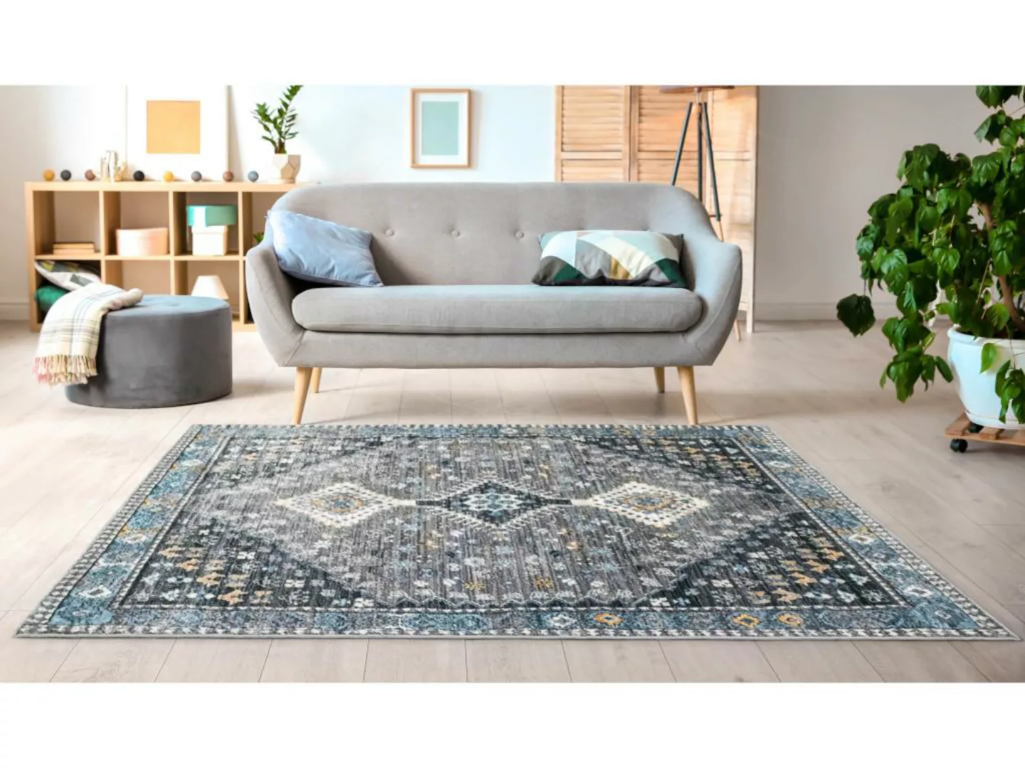 Teppich Vintage - 160 x 230 cm - Polypropylen - Grau - CLOSSY günstig online kaufen