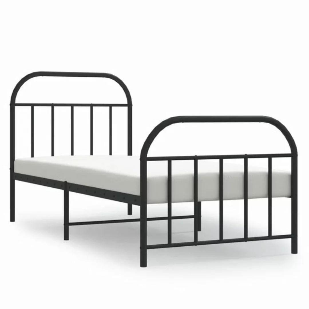 furnicato Bett Bettgestell mit Kopf- und Fußteil Metall Schwarz 90x200 cm günstig online kaufen