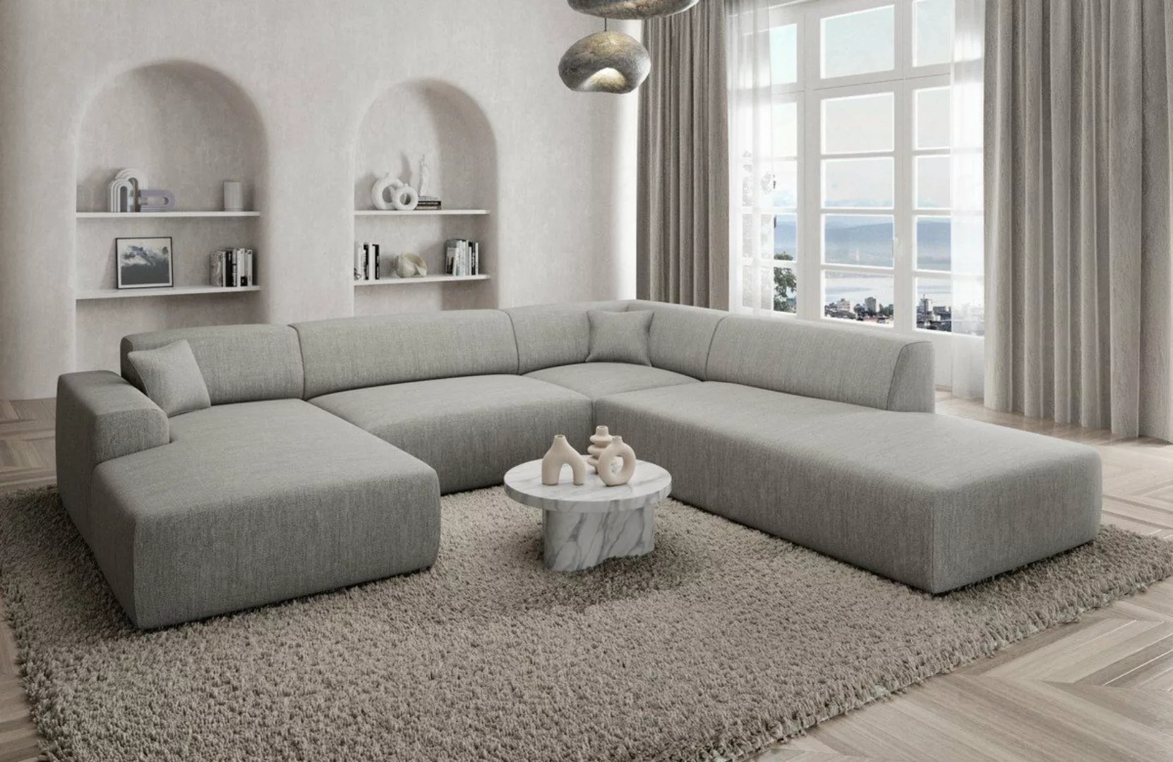 Sofa Dreams Wohnlandschaft Designer Strukturstoff Sofa Mallorca U Lounge St günstig online kaufen