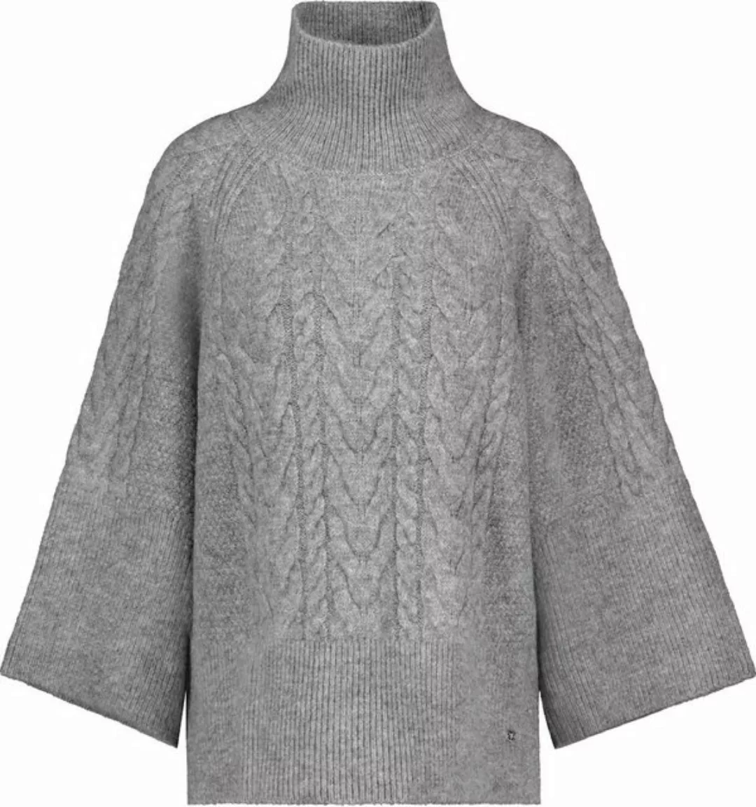 Monari Blusenshirt Pullover mit Zopfmuster steel melange günstig online kaufen