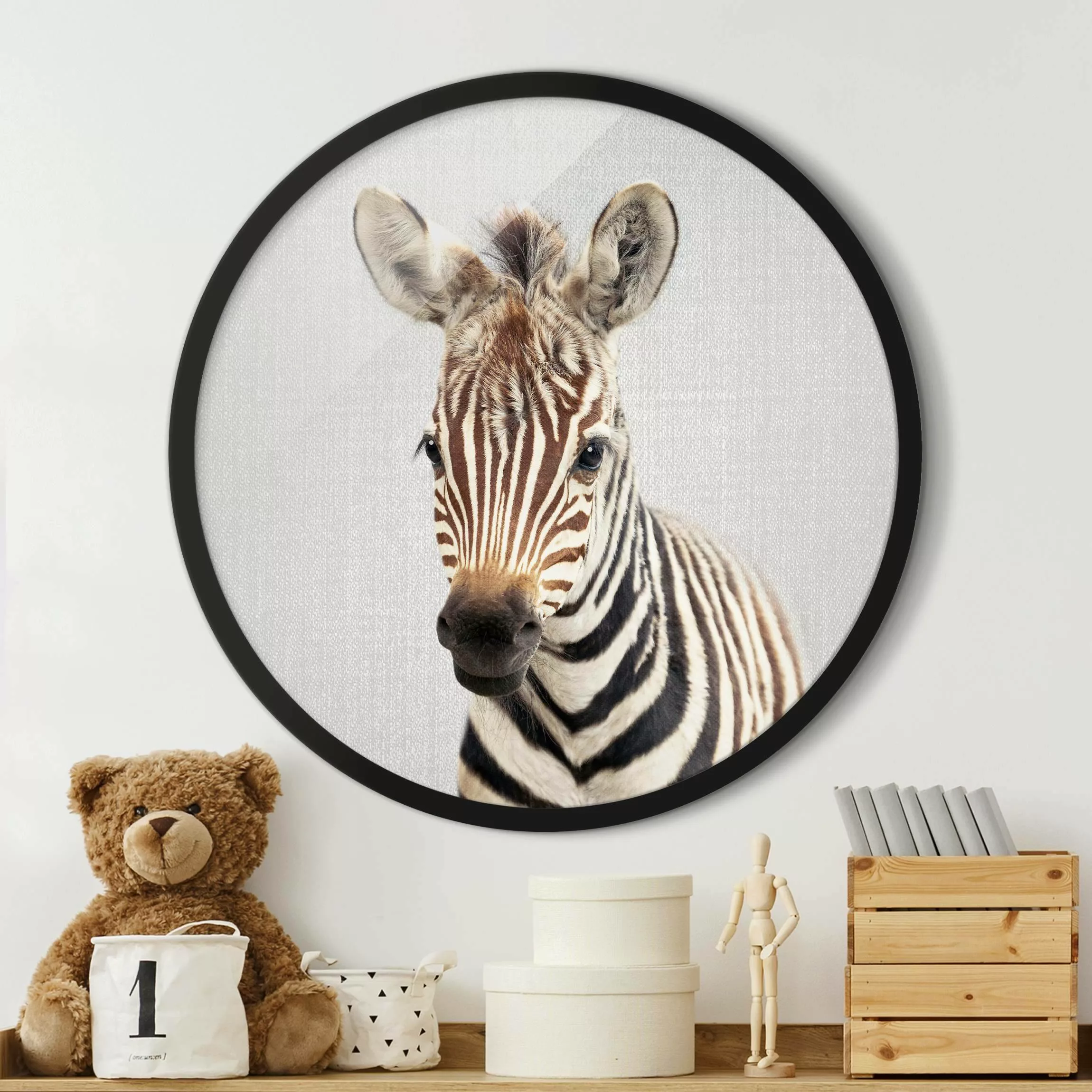 Rundes Gerahmtes Bild Baby Zebra Zoey günstig online kaufen