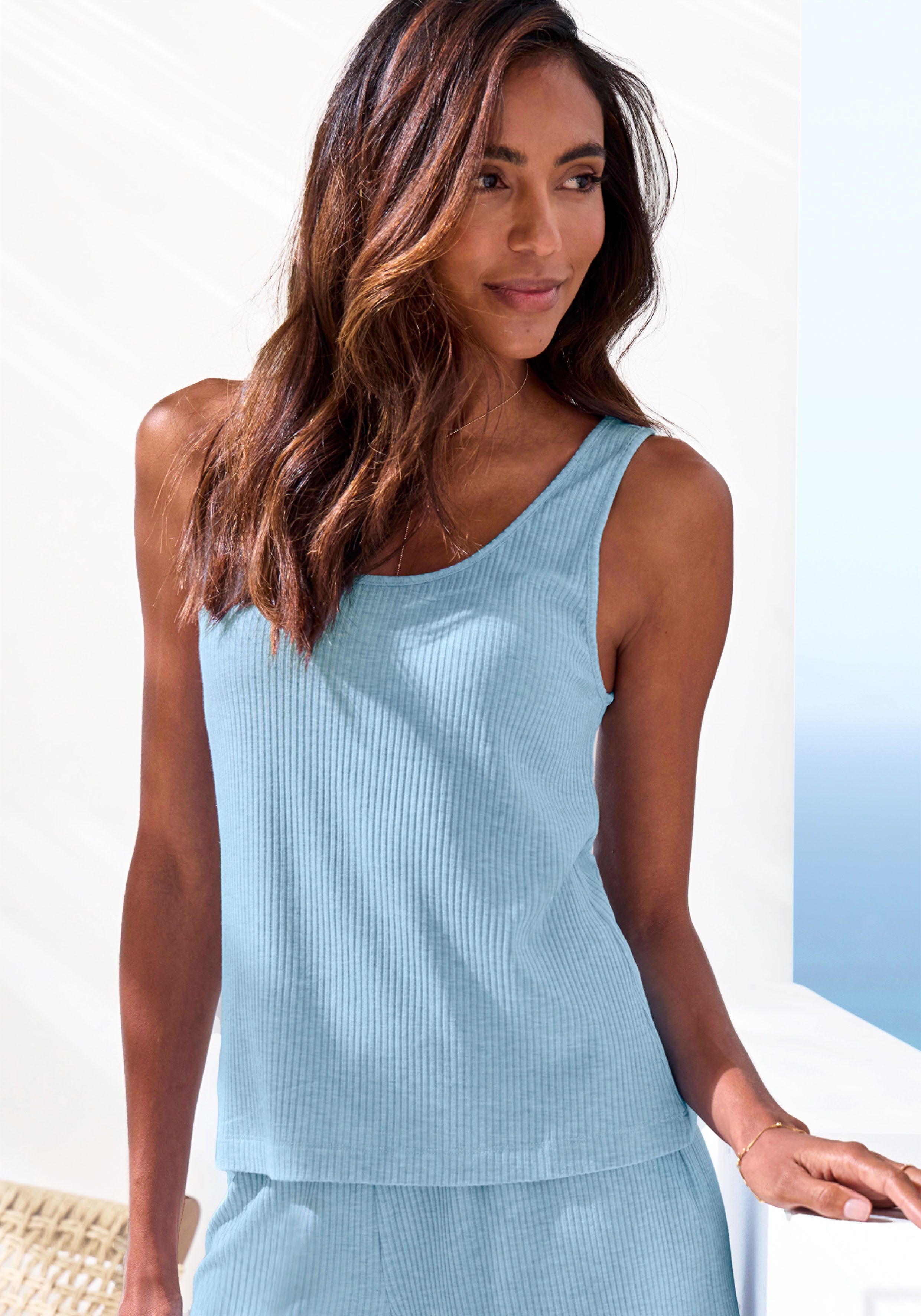 s.Oliver Pyjamaoberteil, in elastischer Rippware günstig online kaufen