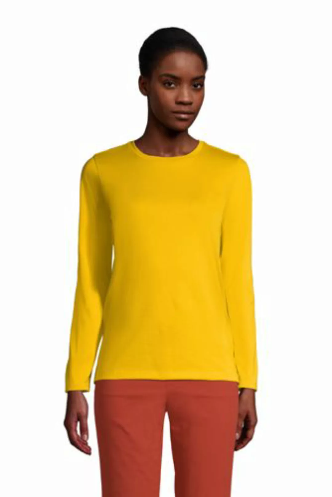 Supima-Shirt, Langarm, Damen, Größe: XS Normal, Gelb, Baumwolle, by Lands' günstig online kaufen