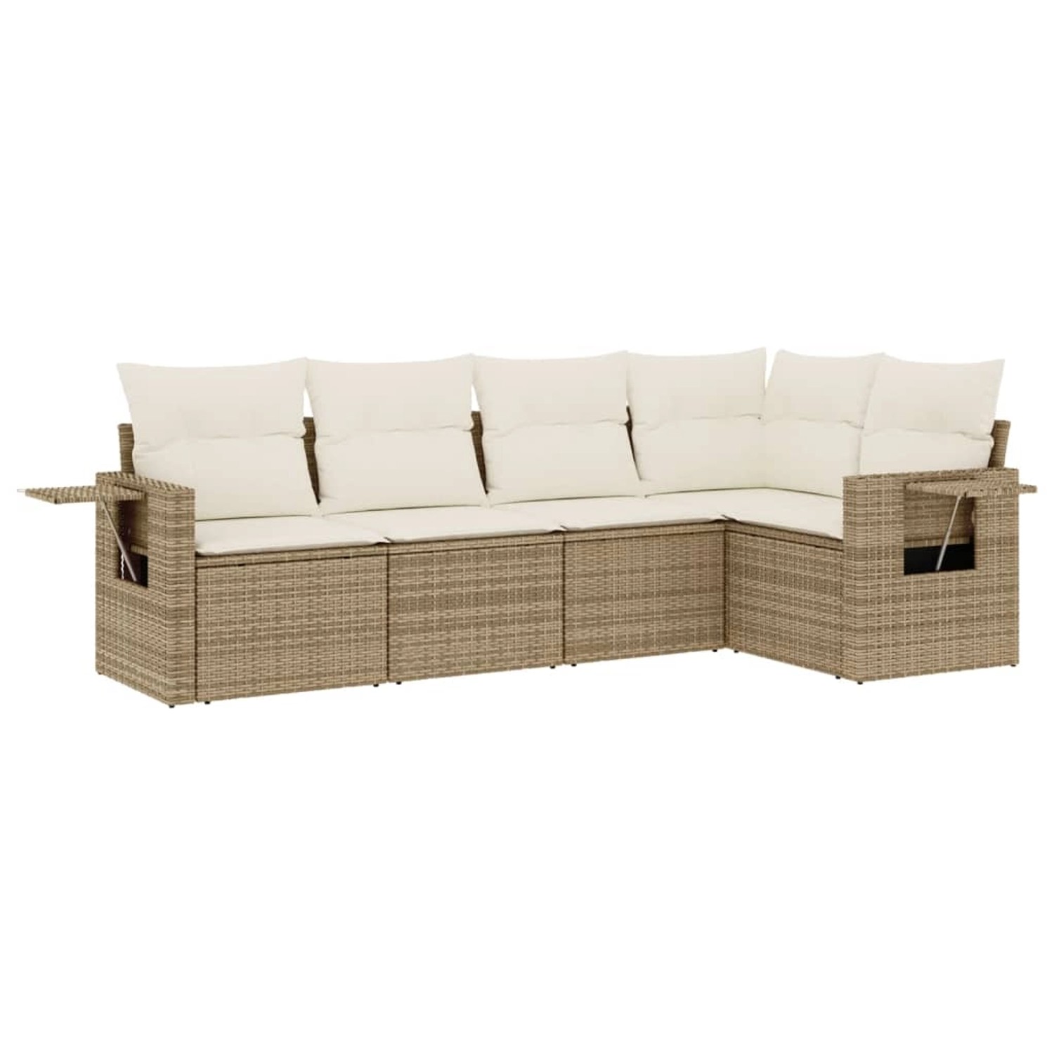 vidaXL 5-Tlg Garten-Sofagarnitur mit Kissen Beige Poly Rattan 3220127 günstig online kaufen