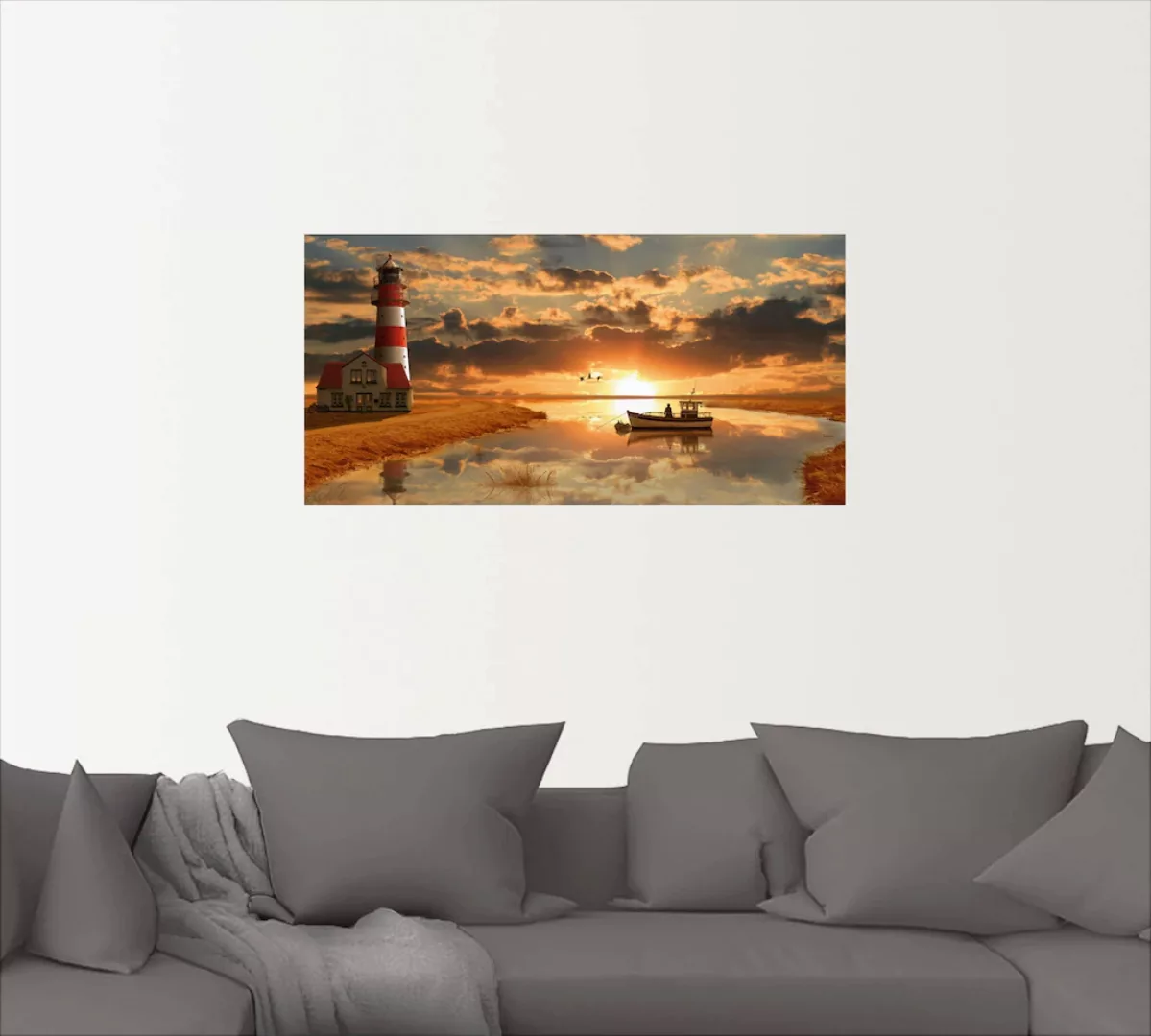 Artland Wandbild "Maritime Idylle beim Leuchtturm", Gebäude, (1 St.), als L günstig online kaufen