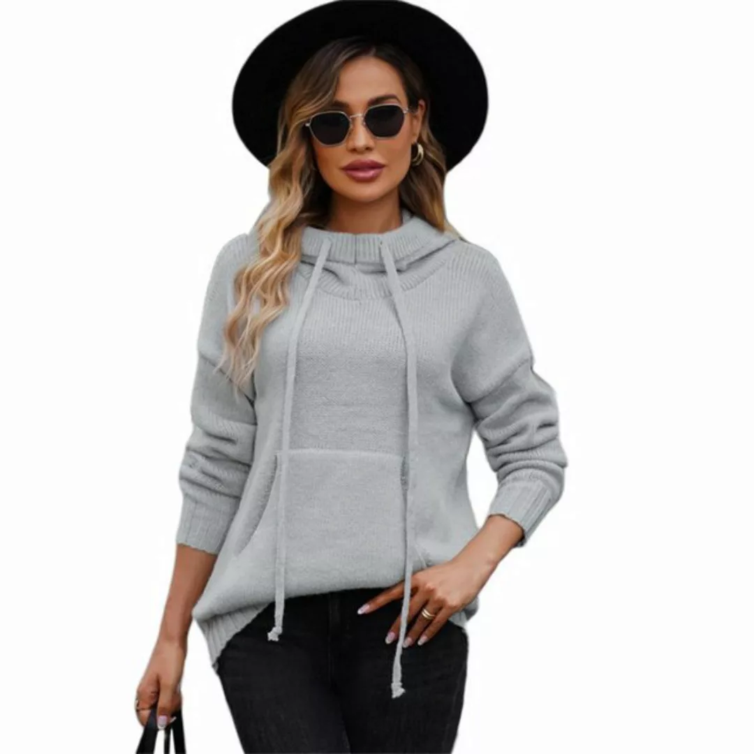 RUZU UG Kapuzenpullover Damen Langarm Winter Hoodies Grobstrick Sweatshirts günstig online kaufen
