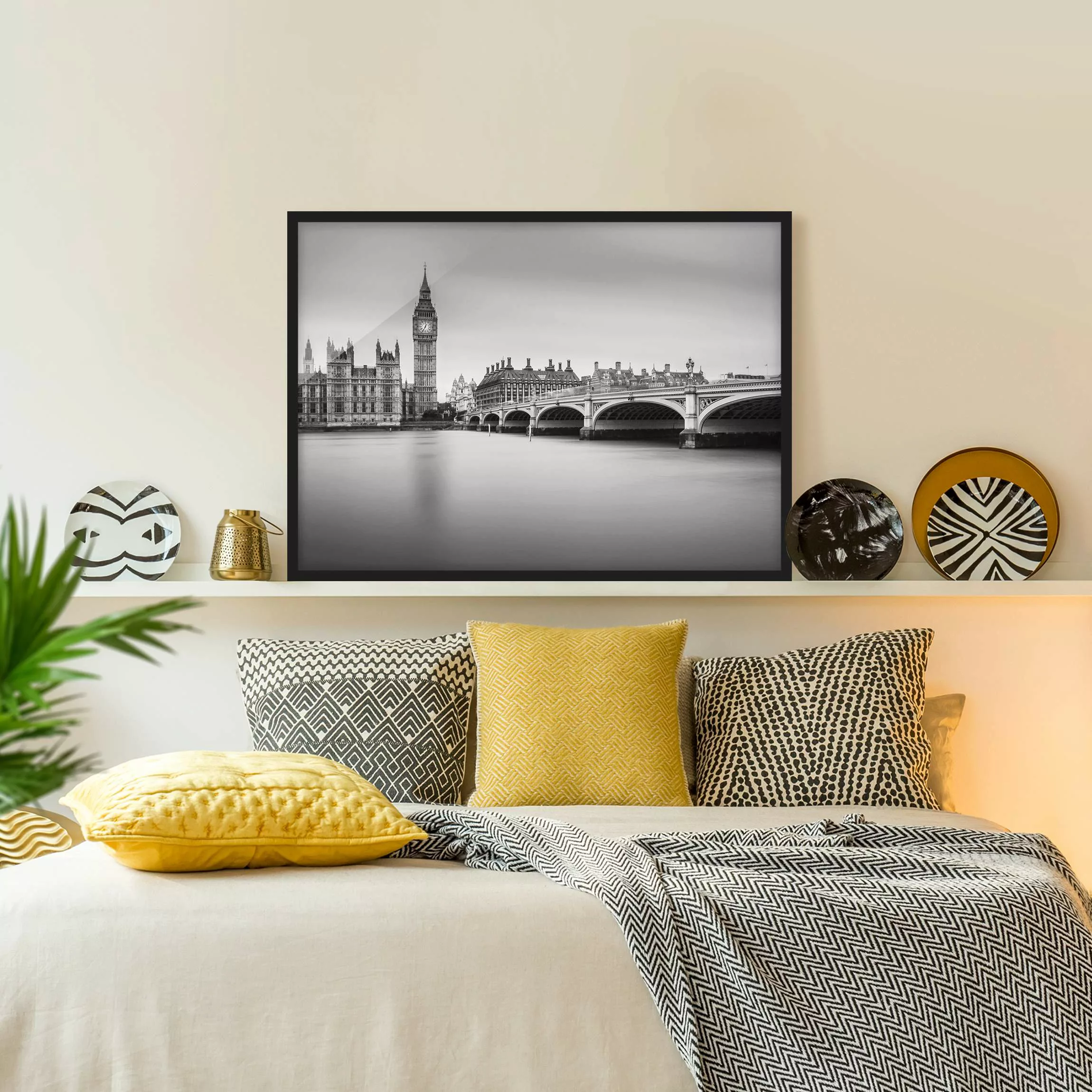 Bild mit Rahmen Architektur & Skyline - Querformat Westminster Brücke und B günstig online kaufen