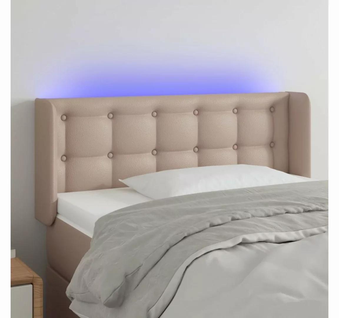 vidaXL Bett, LED Kopfteil Cappuccino-Braun 83x16x78/88 cm Kunstleder günstig online kaufen