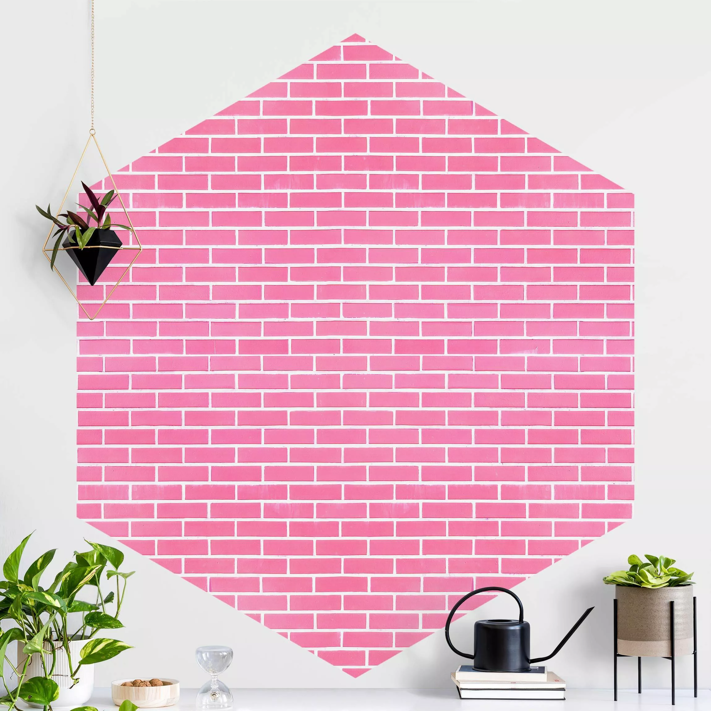 Hexagon Mustertapete selbstklebend Rosa Ziegelwand günstig online kaufen