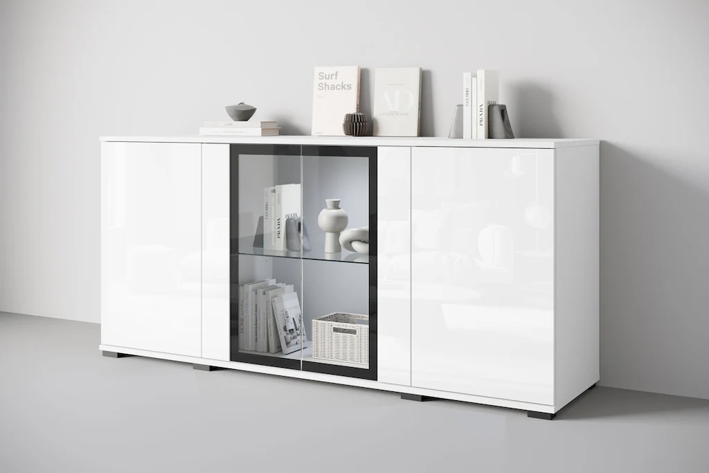 INOSIGN Sideboard "Caro, modernes Design mit Glaseinsätzen, Breite 150 cm", günstig online kaufen