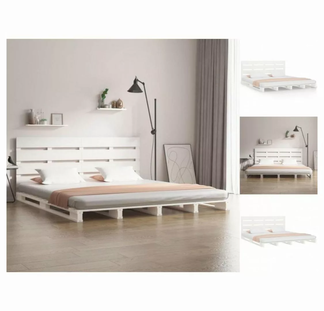 vidaXL Bettgestell Massivholzbett Weiß 150x200 cm Kiefer 5FT King Size Bett günstig online kaufen