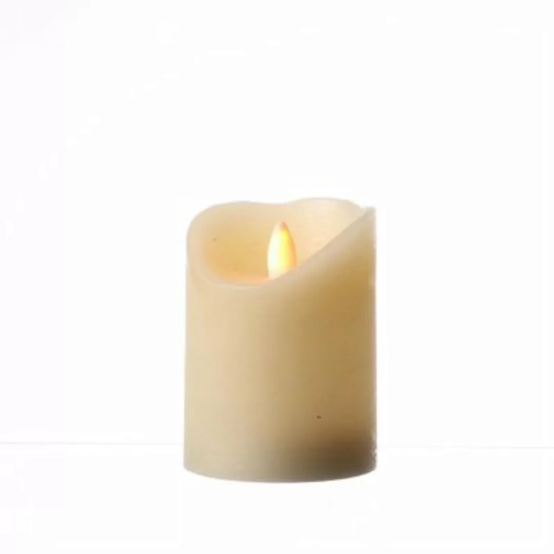 MARELIDA LED Kerze Glow glimmende Flamme Echtwachs D: 7,5cm H: 10cm creme günstig online kaufen
