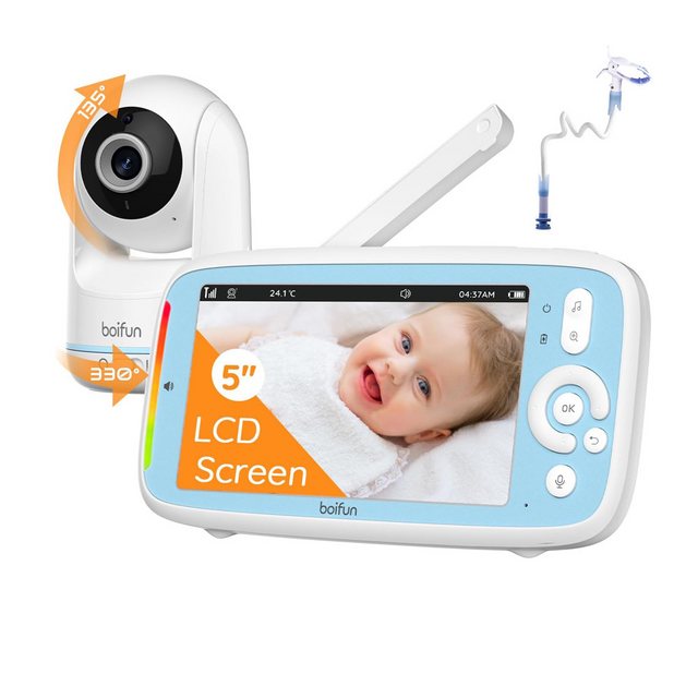 Boifun Babyphone Babyphone mit Kamera App 5 Zoll IPS Bildschirm Babyfon mit günstig online kaufen