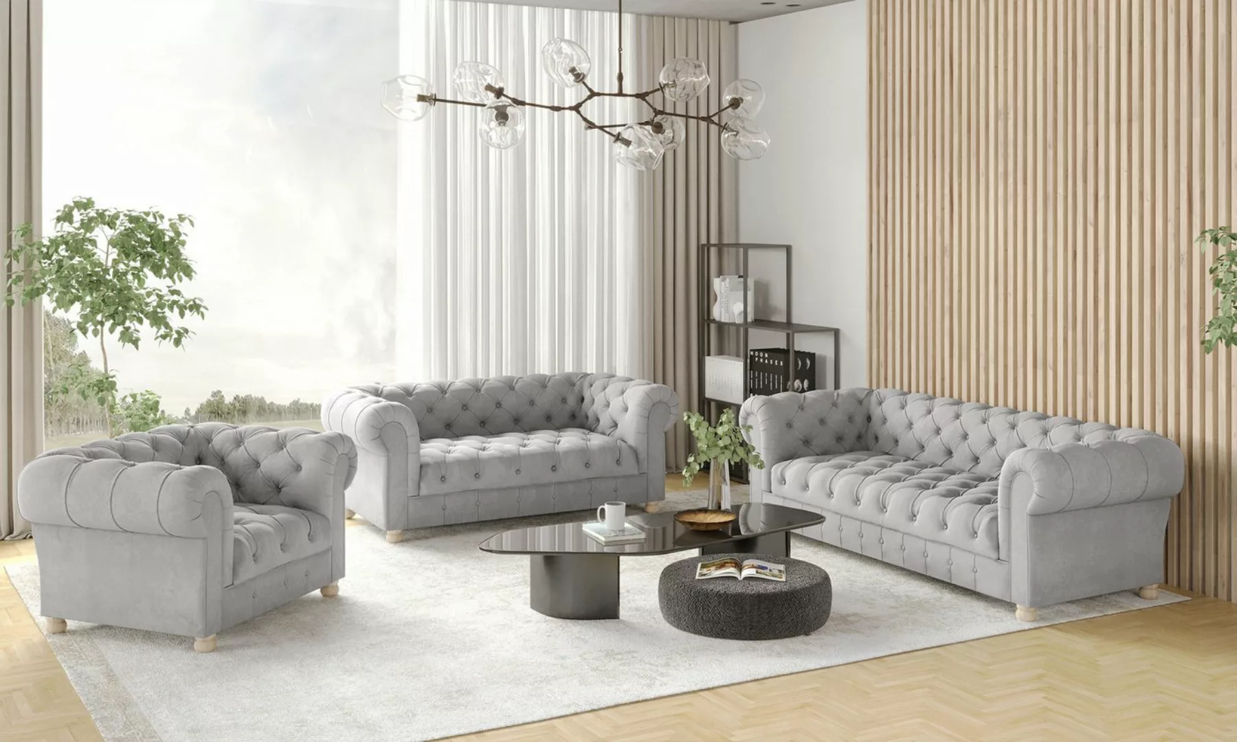 Kaiser Möbel Chesterfield-Sofa 3+2+1 Sofagarnitur, elegant, klassisch, in e günstig online kaufen