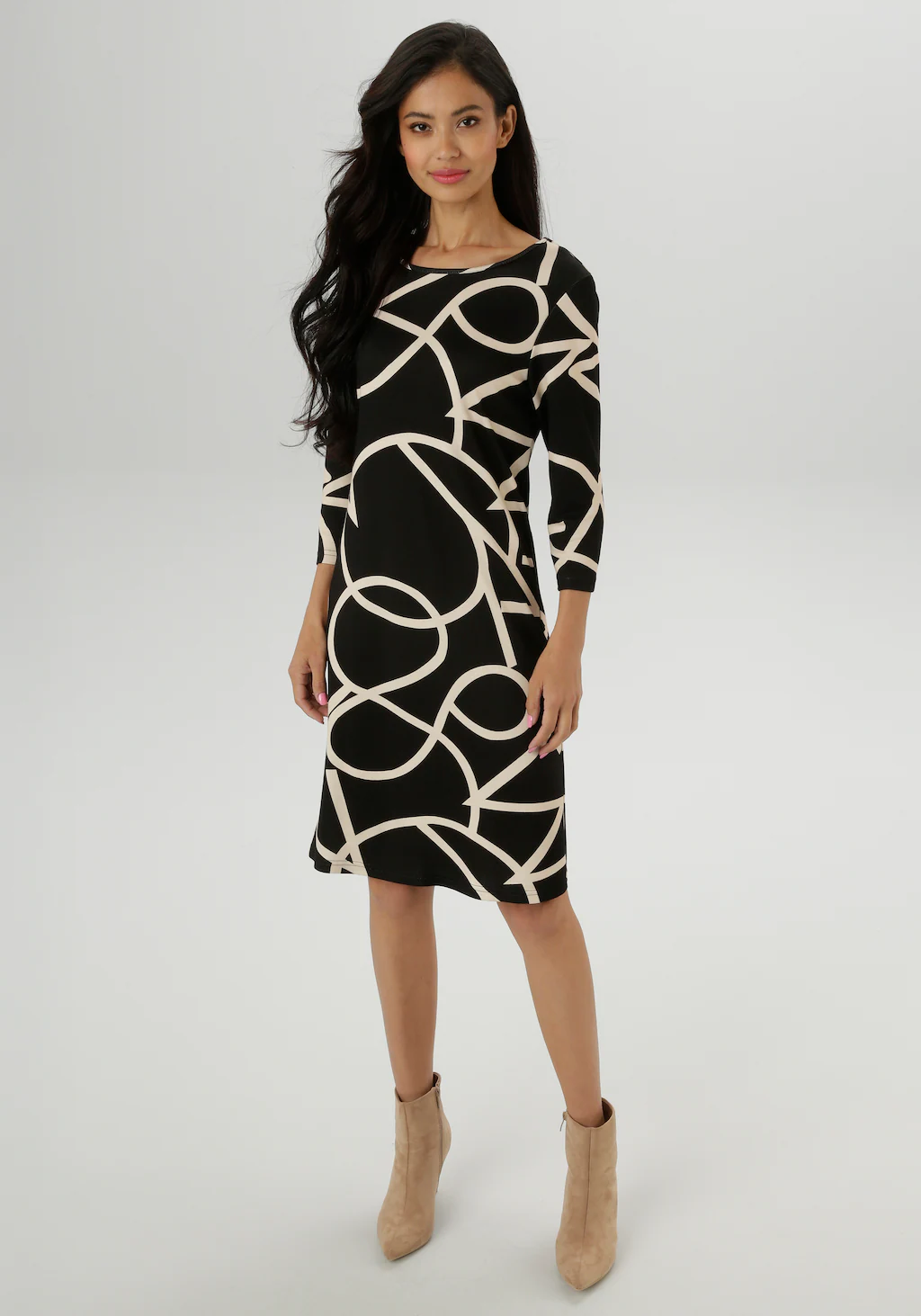 Aniston SELECTED Jerseykleid, mit stilvollem Allover-Muster - NEUE KOLLEKTI günstig online kaufen