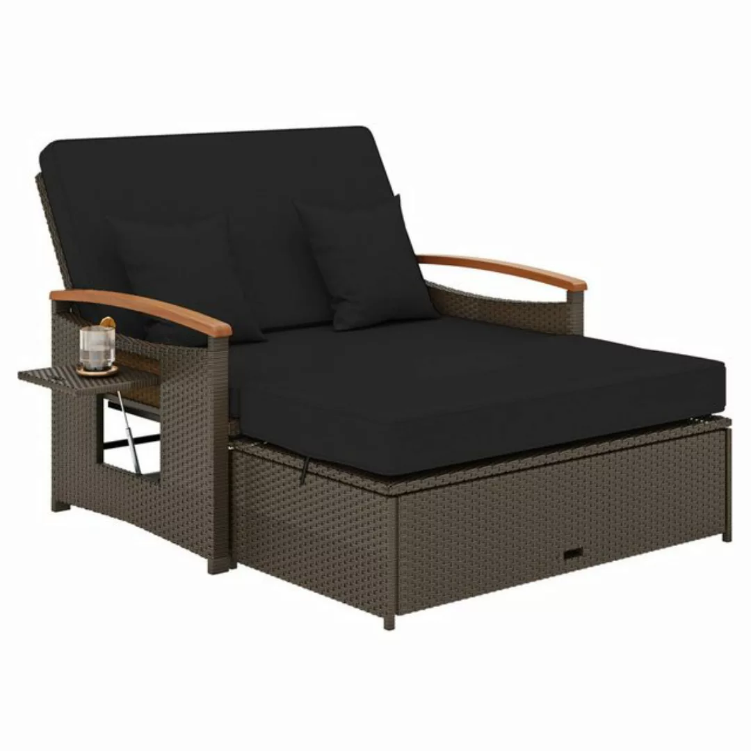 KOMFOTTEU Big-Sofa 3 in1 Rattan Sofabett, mit klappbare Seitenablage günstig online kaufen