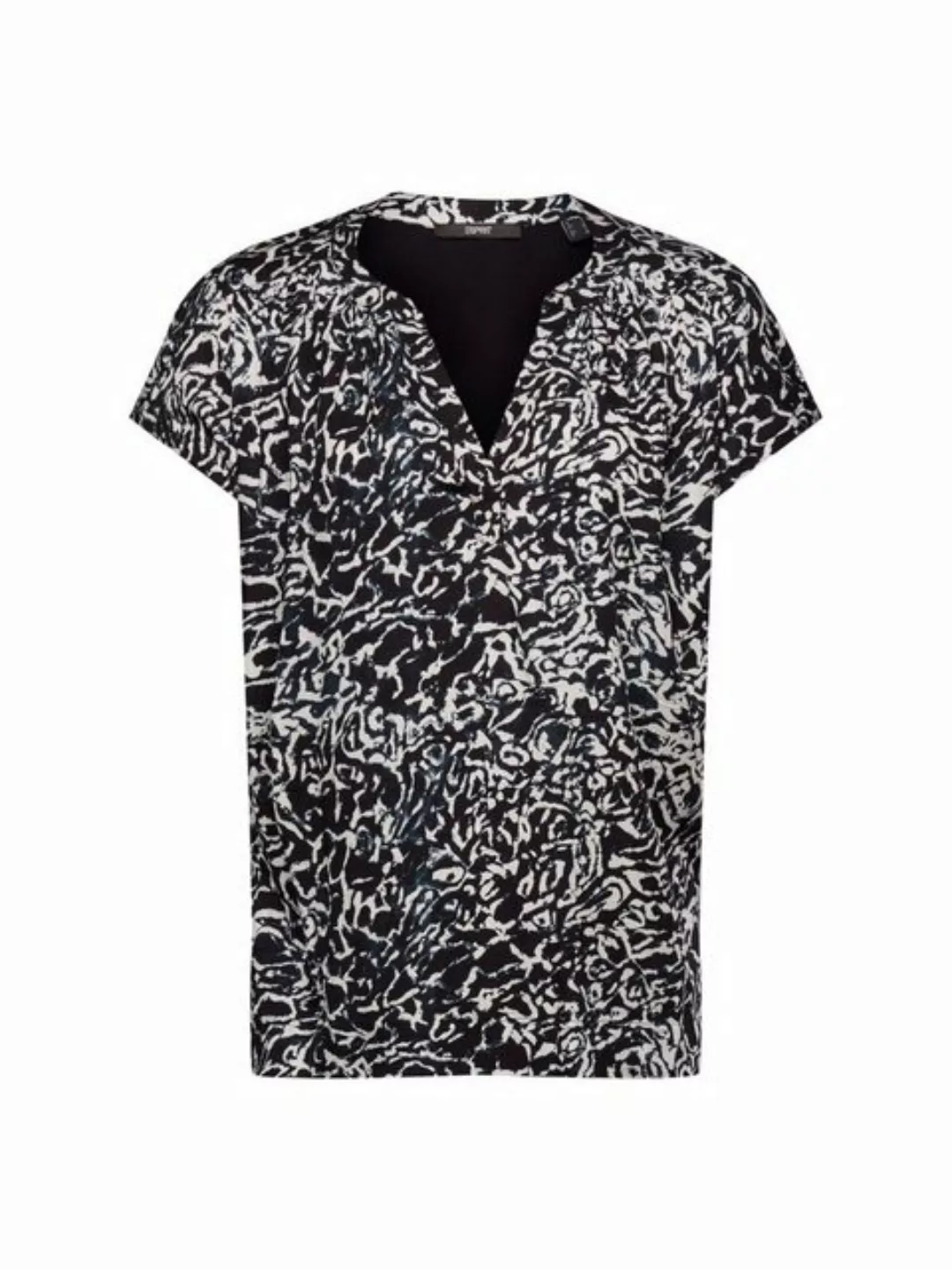 Esprit Collection T-Shirt Gemustertes T-Shirt mit Schlitz am Ausschnitt (1- günstig online kaufen