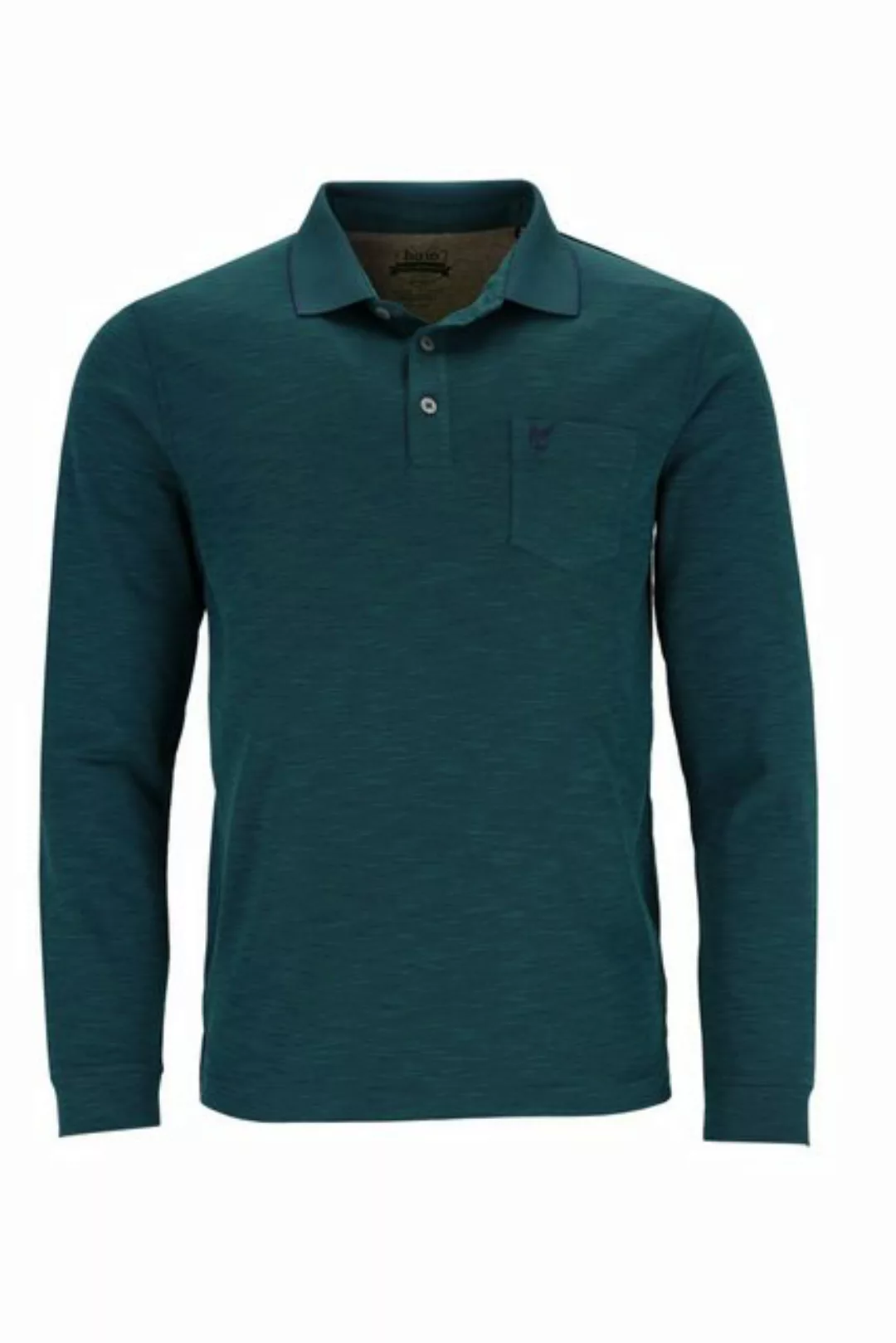 Hajo Langarm-Poloshirt H Softknit Polo Flammengarn dunkelgrün günstig online kaufen