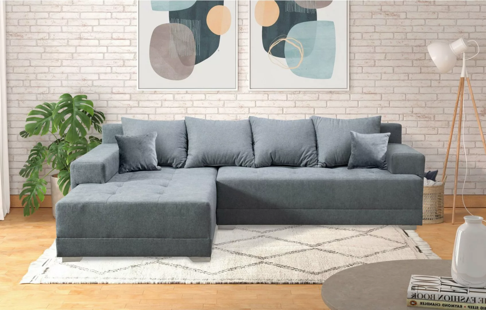 INOSIGN Ecksofa Riverton, mit Bettfunktion (125/215 cm) und Bettkasten, Str günstig online kaufen