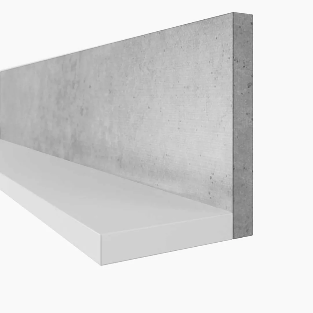 Wohnzimmer Regal in Beton Grau und Weiß 150 cm breit - 32 cm hoch günstig online kaufen
