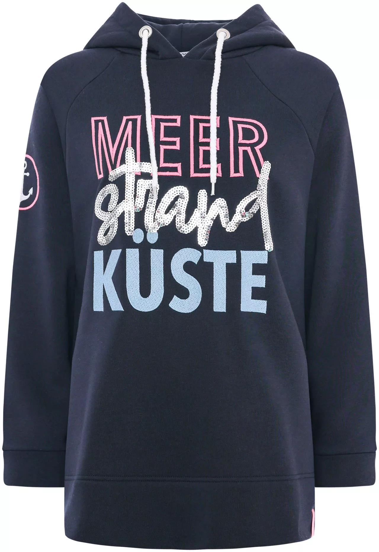 Zwillingsherz Hoodie "Meer Strand Küste", mit Kapuze, Pailletten-Schriftzug günstig online kaufen