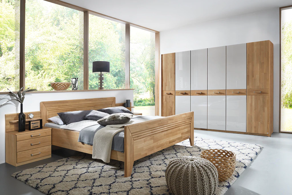 rauch Schlafzimmer-Set "Vivien", mit massiver Holzfront und Farbglas Champa günstig online kaufen