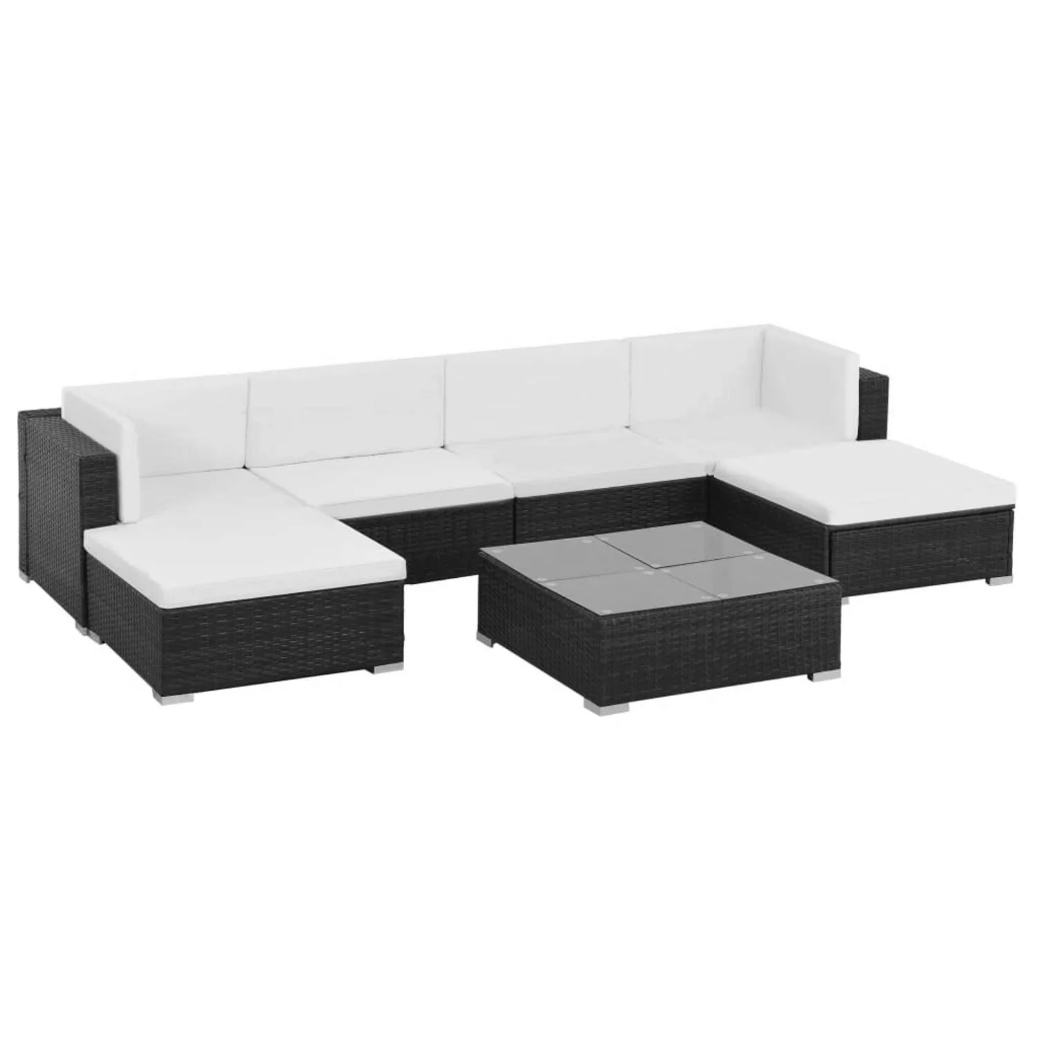 7-tlg. Garten-lounge-set Mit Auflagen Poly Rattan Schwarz günstig online kaufen