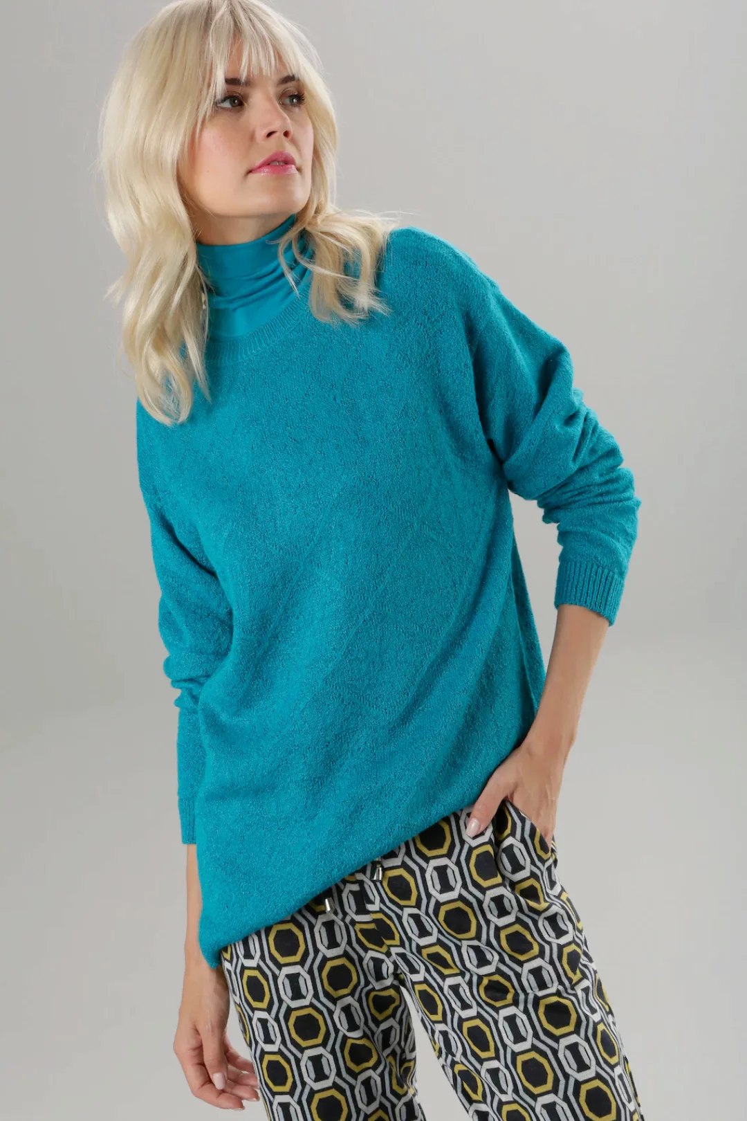 Aniston SELECTED Strickpullover, mit eingestricktem Rautenmuster günstig online kaufen