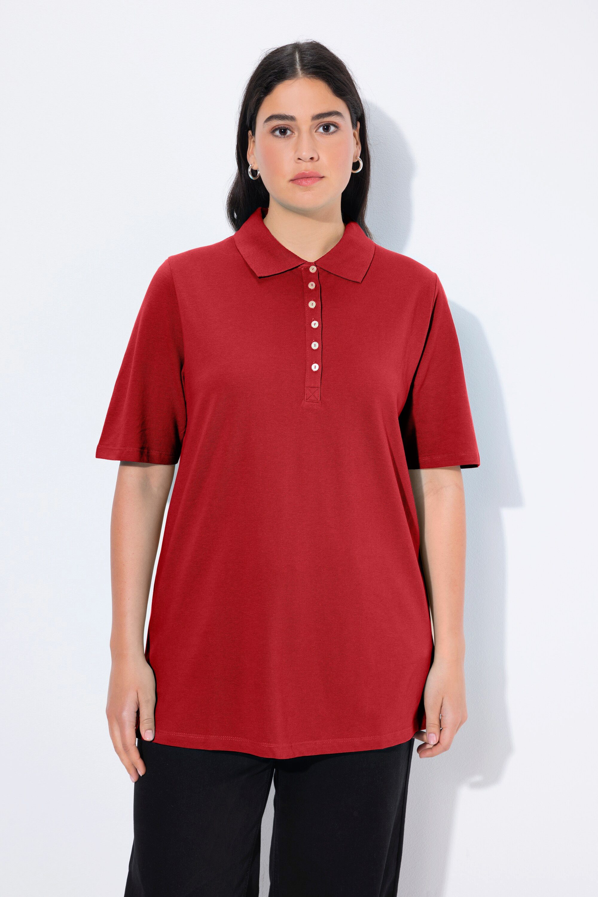 Ulla Popken T-Shirt Poloshirt Piqué Polokragen günstig online kaufen
