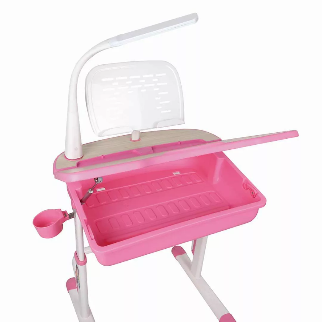 Kinderschreibtisch mit Stuhl in Rosa Weiß höhenverstellbar (zweiteilig) günstig online kaufen