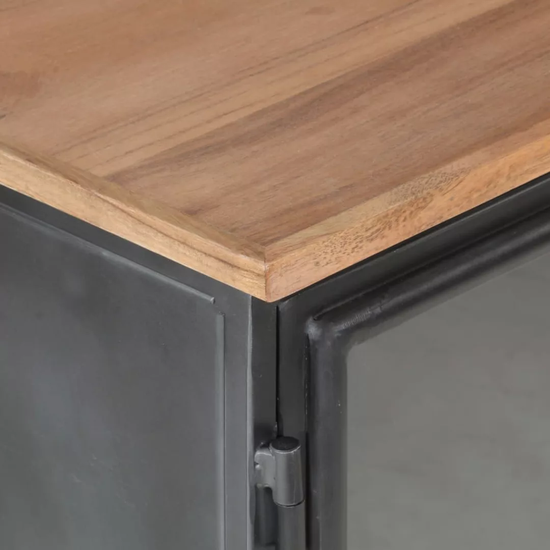 Sideboard Grau 60x35x70 Cm Massivholz Akazie Und Stahl günstig online kaufen