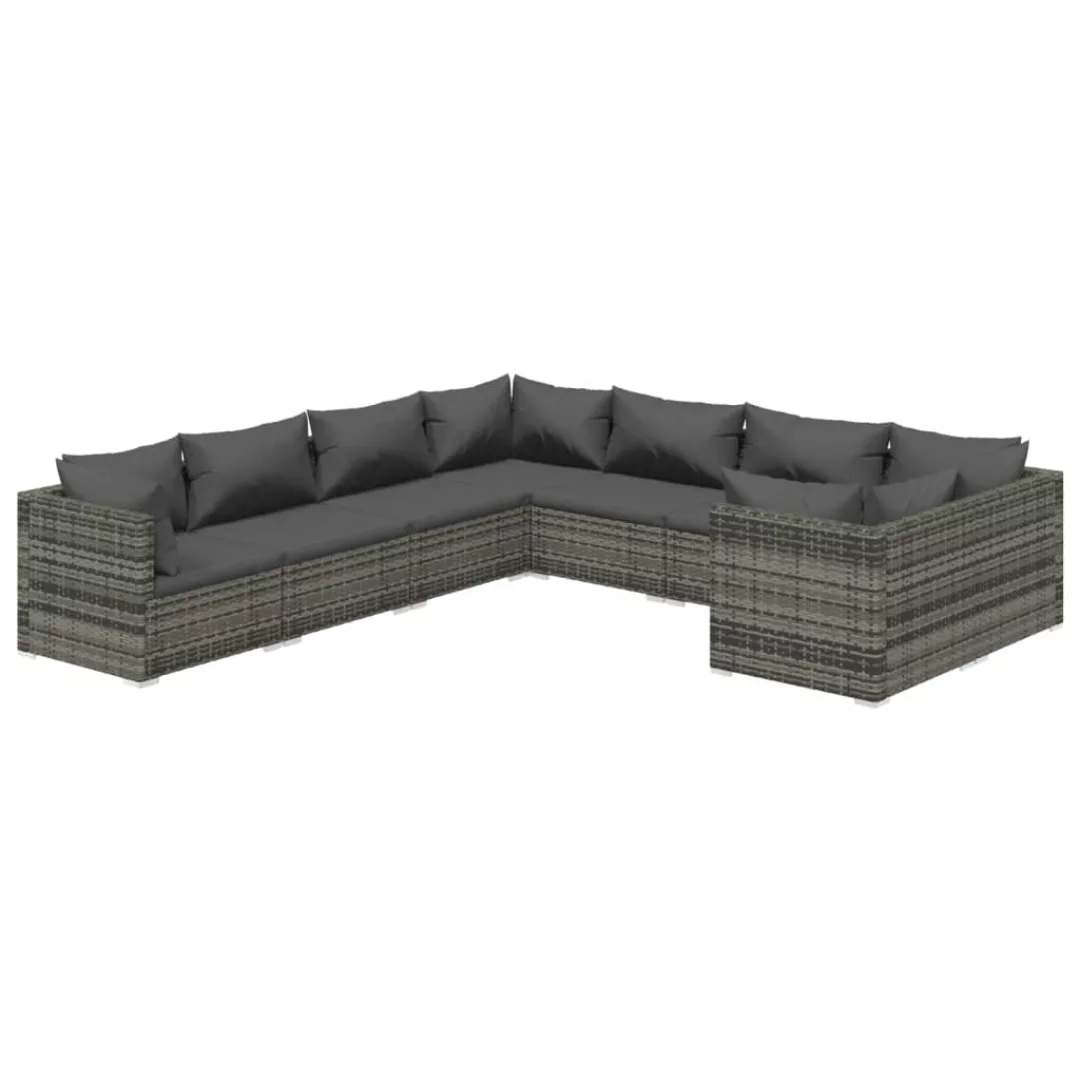 Vidaxl 8-tlg. Garten-lounge-set Mit Kissen Poly Rattan Grau günstig online kaufen