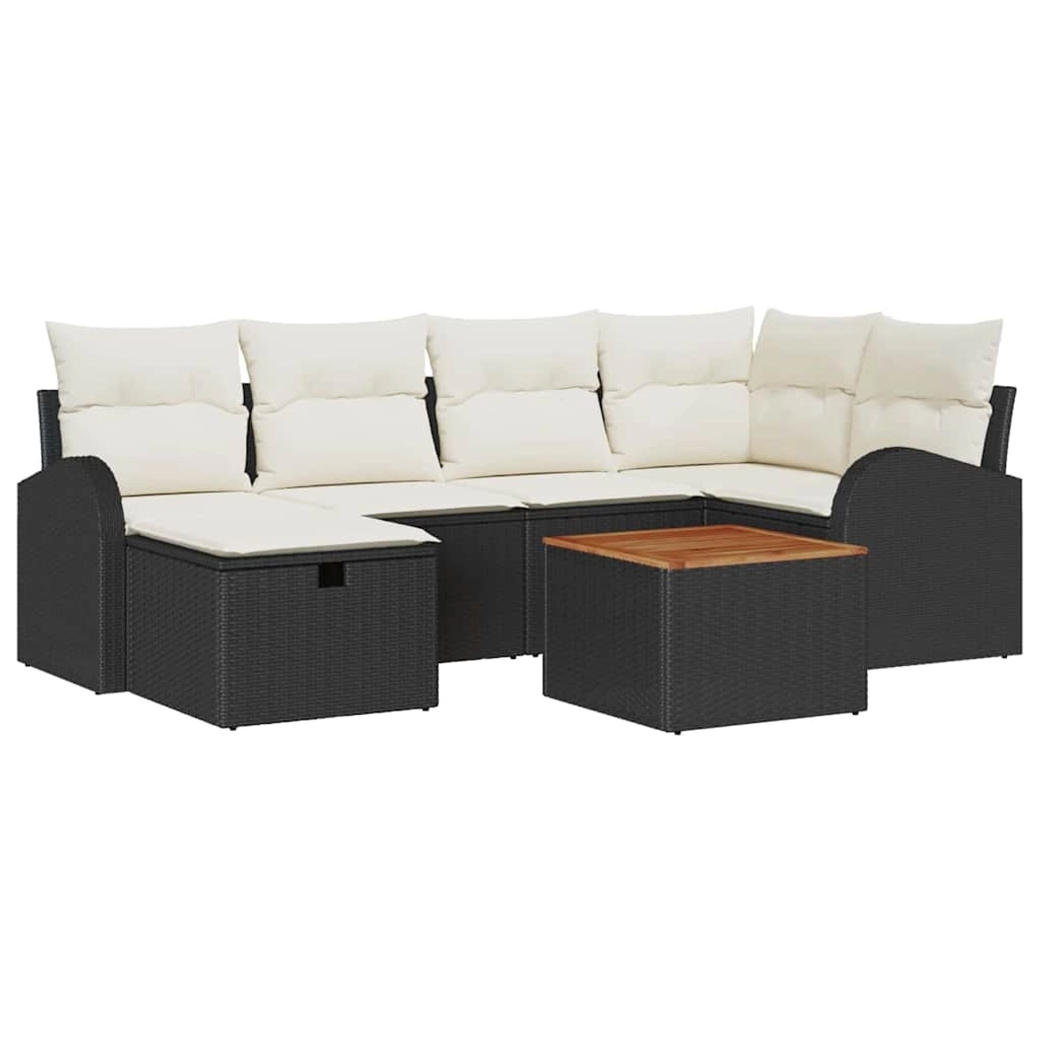 vidaXL Garten-Sofa-Set mit Kissen 7-Tlg Schwarz Poly Rattan 3360841 günstig online kaufen