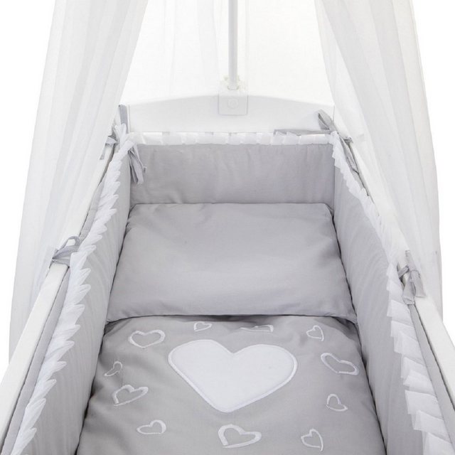 Babyhafen Beistellbett 3in1 Zustellbett 90×40 mit Rollen Komplettbett Herze günstig online kaufen