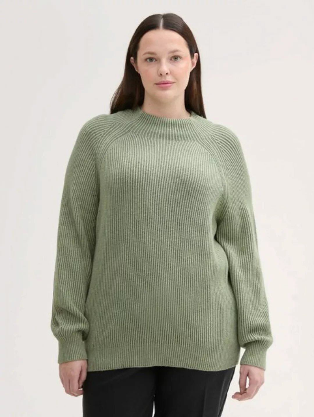 TOM TAILOR PLUS Strickpullover Plus Size - Strickpullover mit Stehkragen günstig online kaufen